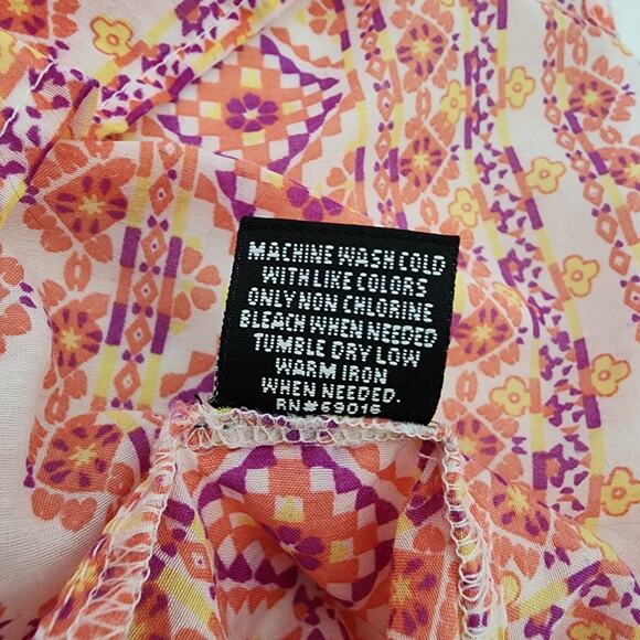 Relativity Womens Tank Top XL Sheer White Tunic Floral Geometric V Neck Light - Picture 9 of 9